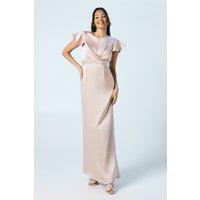 Wrap Waist Satin Bridesmaid Dress