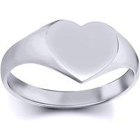 Jewelco London Women's Sterling Silver Polished Love Heart Signet Ring - ARN127 in White | Size: J
