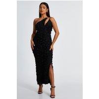 Black Petite One Shoulder Floral Maxi Dress