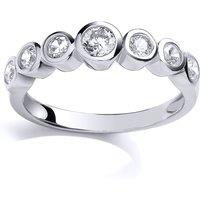 Jewelco London Women's Silver CZ Half Eternity Bubbles Engagement Ring | Size: Q