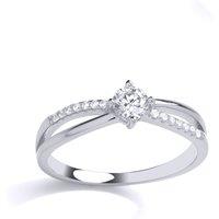 Jewelco London Women's 925 Silver CZ Split Shoulder Eternity Solitaire Engagement Ring | Size: Q