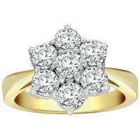 Jewelco London Women's 18ct 2 Colour Gold 2ct Diamond 7 Stone Flower Cluster Ring 14mm | Size: T