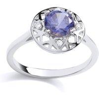 Jewelco London Women's Silver Lilac CZ Moonlight Frost Cluster Ring | Size: Q