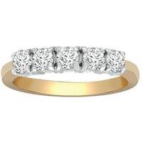 Jewelco London Women's 18ct 2 Colour Gold 0.75ct Diamond 5 Stone Pentalogy Eternity Ring | Size: Medium