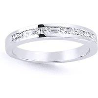 Jewelco London Women's Silver Baguette CZ Horizontal Channel Set Eternity Ring | Size: R