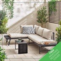 FurnitureboxUK Riviera 2 Person Modular Chaise Garden Sofa Sun Lounger in Grey