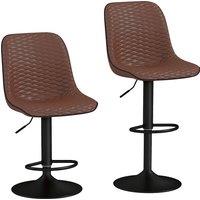 HOMCOM Set of 2 Bar Stools, Adjustable Swivel Breakfast Barstools, Brown