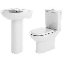 Balterley Ridley Compact Suite: Toilet w/ Soft-Close Seat & 550mm Basin Pedestal in White