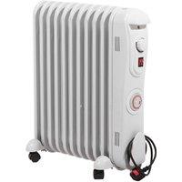 mysmartbuy Electric 11 Fin 2.5kW Oil Filled Radiator - Portable Heater with 3 Heat Settings, Adjustable Thermostat & Overheat Safety Cut Out in White