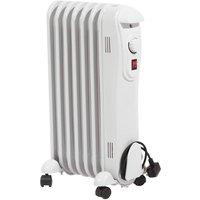 mysmartbuy Electric 7 Fin 1.5kW Oil Filled Radiator - Portable Heater with 3 Heat Settings, Adjustable Thermostat & Overheat Safety Cut Out in White
