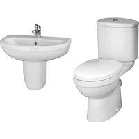 Balterley Vito Suite - Toilet Soft-Close Seat & 550mm 1TH Semi Pedestal Basin in White
