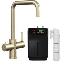 Balterley 3in1 Instant Hot Water Kitchen Sink Tap Tank Filter Brushed Brass in Metallics