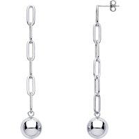 Jewelco London Women's 925 Sterling Silver Ball & Chain Paperclip Drop Earrings
