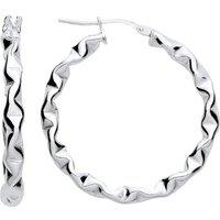 Jewelco London Women's 925 Sterling Silver Crinkle Crush Twist Hoop Earrings 30mm