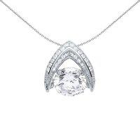 Jewelco London Women's Silver CZ Arrow Floating CZ Pendant Necklace 18 inch - GVP448 in White