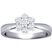 Jewelco London Women's 18ct White Gold 0.5ct Diamond 7 Stone Flower Cluster Ring 8mm in Silver | Size: H