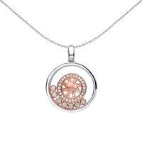 Jewelco London Women's Rose Silver CZ Floating Stone Alloy Wheel Pendant Necklace 18inch - GVP339