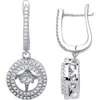 Silver CZ Floating Halo Drop Earrings - GVE567