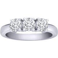 Jewelco London Women's 18ct White Gold 1ct Diamond 3 Stone Uniform Trilogy Ring 4.5mm in Silver | Size: O