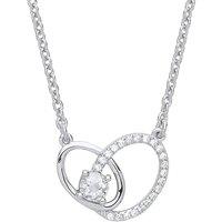 Jewelco London Women's Silver CZ Oval Solitaire Halo Charm Necklace 16 inch - GVK314 in White