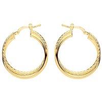 Jewelco London Women's Gilded Silver Twisted Double Hoop Earrings 24mm in Gold