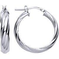 Jewelco London Women's 925 Sterling Silver D-Shape Chunky Twist Hoop Earrings 25mm 5mm