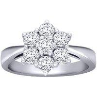 Jewelco London Women's 18ct White Gold 1.25ct Diamond 7 Stone Flower Cluster Ring in Silver | Size: U