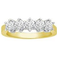 Jewelco London Women's 18ct Gold 1ct Diamond 5 Stone Eternity Ring 5mm | Size: G