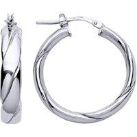 Jewelco London Women's 925 Sterling Silver Plaited Flat Twist Hoop Earrings 25mm 5mm