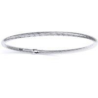 Jewelco London Women's Platinum Plated Silver Snake Skin Tube Slave Bangle Bracelet 3mm - GVG220 in White