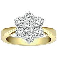 Jewelco London Women's 18ct 2 Colour Gold 1.5ct Diamond 7 Stone Flower Cluster Ring 12mm | Size: P