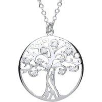 Jewelco London Women's Silver CZ Tree of Life Charm Necklace 16 inch - GVK196 in White