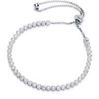 Jewelco London Women's Silver CZ Tennis Eternity Toggle Slider Bracelet 3mm - GVB257RH in White