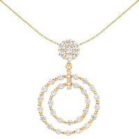 Jewelco London Women's Silver CZ Beaded Double Circle of Life Pendulum Necklace 18" - GVP626 in Gold