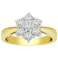 Jewelco London Women's 18ct Gold 0.75ct Diamond 7 Stone Flower Cluster Ring 10mm | Size: X
