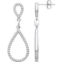 Jewelco London Women's Silver CZ Halo Tears of Joy Drop Earrings