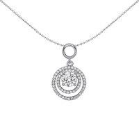 Jewelco London Women's Silver CZ Halo Charm Necklace 18 inch - GVP379 in White