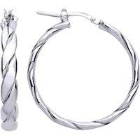 Jewelco London Women's 925 Sterling Silver Plaited Chunky Twist Hoop Earrings 28mm 4mm