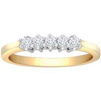 Jewelco London Women's 18ct Gold 0.25ct Diamond 5 Stone Eternity Ring 3mm | Size: R