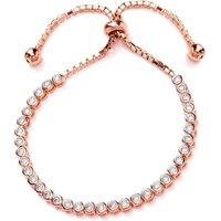 Jewelco London Women's Rose Silver CZ Tennis Eternity Adjustable Slider Bracelet 3mm - GVB255ROSE in Rose Gold