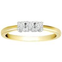 Jewelco London Women's 18ct 2 Colour Gold Diamond 3 Stone Uniform Trilogy Ring 3.5mm | Size: O