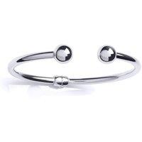 Jewelco London Women's Silver Plain Hinged 10mm Bead Torque Bangle Bracelet 4mm - GVG225 in White