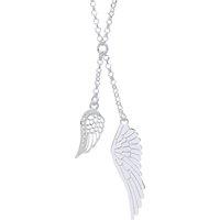 Jewelco London Women's 925 Sterling Silver CZ Angel Wings Negligee Necklace 16 + 1 inch - GVK350 in White