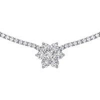 Jewelco London Women's Sterling Silver CZ Flower Cluster Tennis Necklace 2mm 14 + 2 inch - GVK400 in White