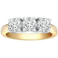 Jewelco London Women's 18ct Gold 1.5ct Diamond 3 Stone Uniform Trilogy Ring 5mm - 18R944-150 | Size: O