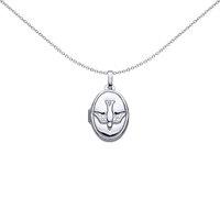 Jewelco London Women's Silver Diving Falcon Arrow Oval Locket Necklace 18 inch - LK33 in White