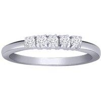 Jewelco London Women's 18ct White Gold Diamond 5 Stone Pentalogy Eternity Ring 2.5mm in Silver | Size: Small
