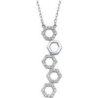 Jewelco London Women's Silver CZ SheshBesh 5 Hexagon Honeycombs Lavalier Necklace 16-18" - GVK391 in White