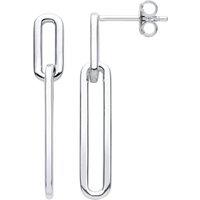 Jewelco London Women's 925 Sterling Silver Elongated Oval Paperclip Link Drop Earrings