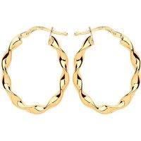 Jewelco London Women's Gilded Silver Ribbon Twist Oval Hoop Earrings 21mm x 27mm in Gold